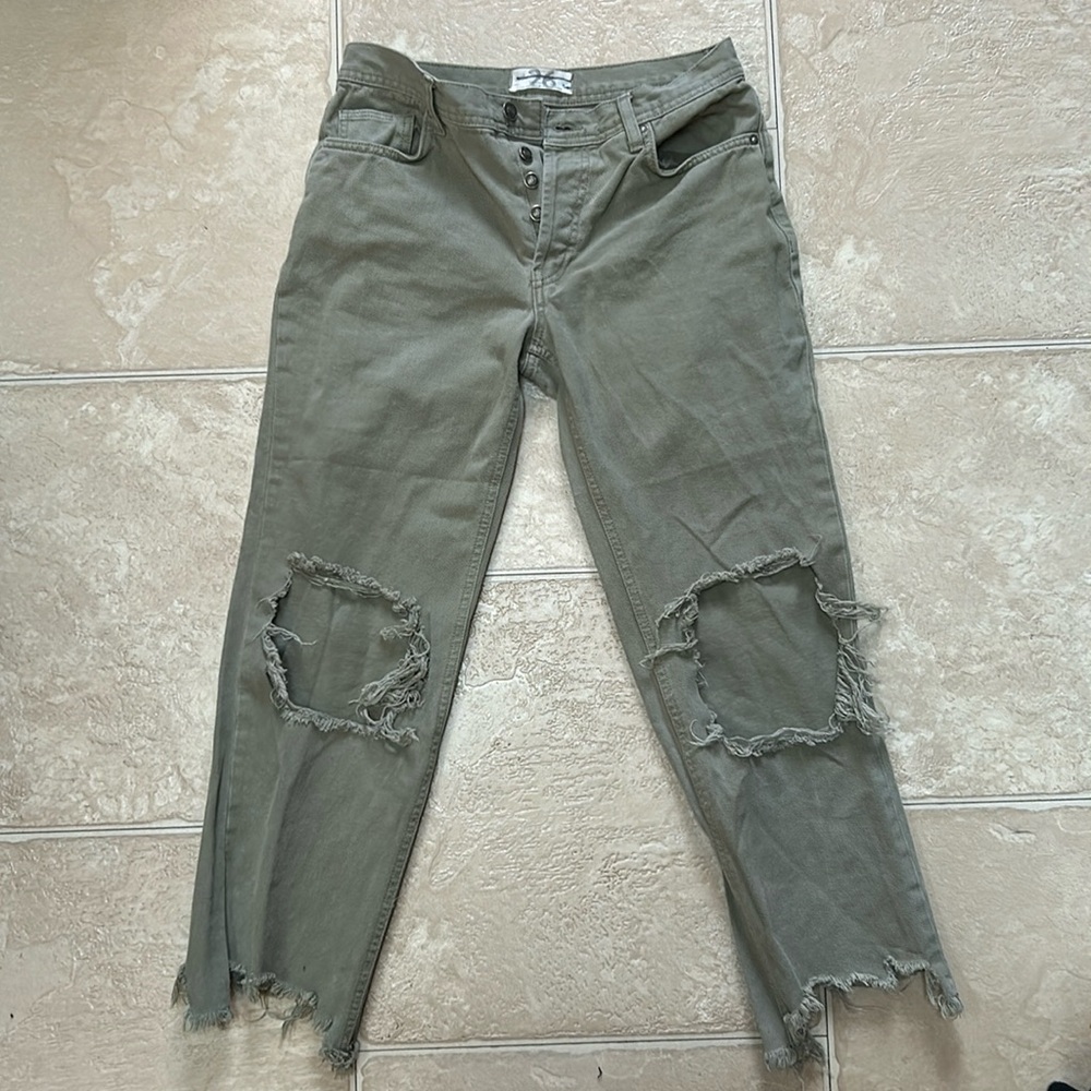 We the Free Mid-low rise button fly destroyed jeans